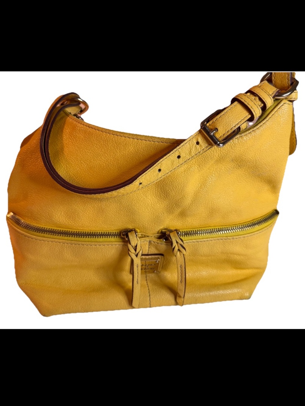 Dooney & Bourke Small Hobo Dillen Yellow Zip Pocket Sac Adjustable Shoulder Bag